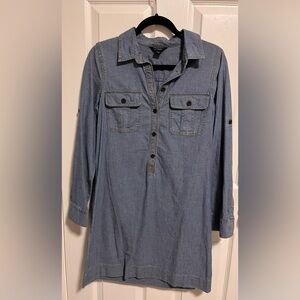 J. Crew Factory Light Blue Denim Long Sleeve Shirt Dress